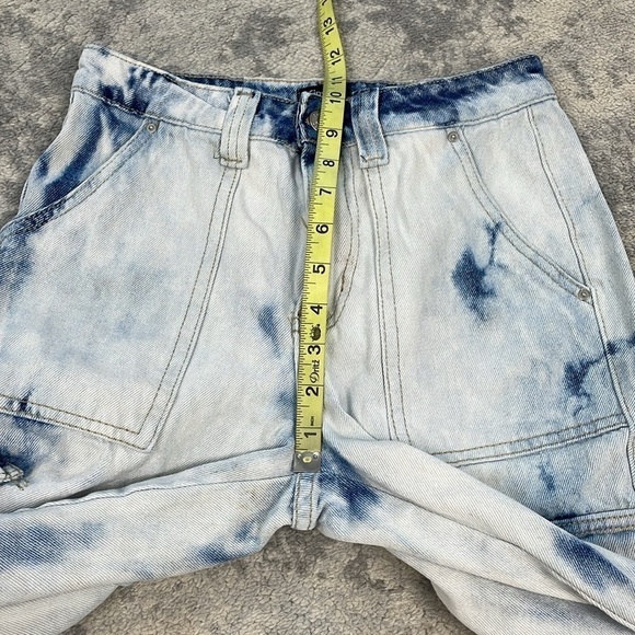 Simple Society Baggy High Rise Cargo Utility Jeans Bleach Wash Sz 3 26 - Picture 6 of 12